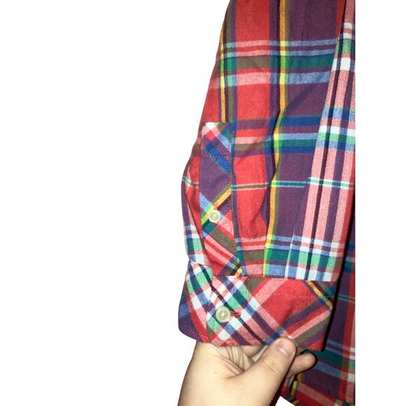 Talbots Plaid Multicolor Popover Tunic Flannel Top XL Petite - Picture 4 of 5